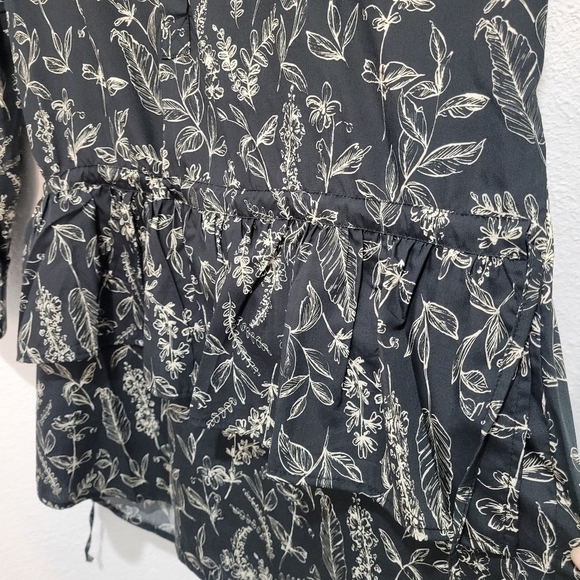 Thakoon Botanical Print Long Sleeve Cotton & Silk Shirtdress in Black NWT - Picture 6 of 10